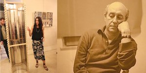 Έγχορδος παραμορφωτικός καθρέφτης, έργο του Κωνσταντίνου Παπαντώνη και φωτογραφία του Γιάννη Τσαρούχη σε ηλικία 50 χρόνων