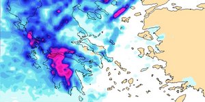 Ο χάρτης με τα πιθανά σημεία βροχοπτώσεων