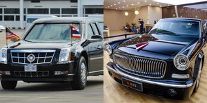 Αριστερά το προεδρικό αυτοκίνητο των ΗΠΑ και δεξιά του Κινέζου προέδρου