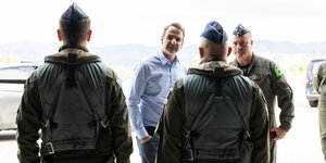 Ο Κυριάκος Μητσοτάκης στην 115 Πτέρυγα Μάχης