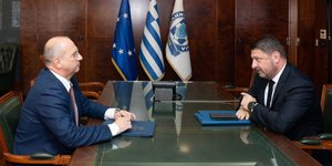 Συνάντηση του υπουργού Προστασίας του Πολίτη, Γιάννη Οικονόμου, με τον νέο περιφερειάρχη Αττικής, Νίκο Χαρδαλιά