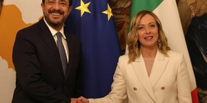 Ο πρόεδρος της Κύπρου Ν. Χριστοδουλίδης με την πρωθυπουργό της Ιταλίας Τζόρτζια Μελόνι