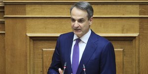 Ο πρωθυπουργός, Κυριάκος Μητσοτάκης, κατά την ομιλία του στη Βουλή για τον κρατικό προϋπολογισμό