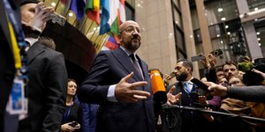 Ο πρόεδρος του Ευρωπαϊκού Συμβουλίου Σαρλ Μισέλ κάνει δηλώσεις 