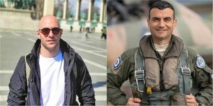 Ο 31χρονος αστυνομικός Γιώργος Λυγγερίδης (αριστερά) και ο Επισμηναγού (Ι) Επαμεινώνδα Κωστέας (δεξιά) που σκοτώθηκαν στο καθήκον