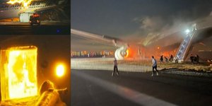 Η στιγμή της εκκένωσης του αεροπλάνου της Japan Airlines