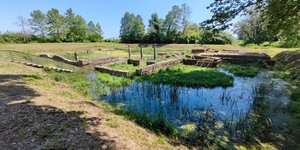 Ο πλημμυρισμένος αρχαιολογικός χώρος του Δίου.