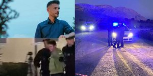 Επάνω αριστερά ο δολοφονηθείς Μπάμπης Κούτσικος, δεξιά το σημείο όπου βρέθηκε η σορός του, αριστερά κάτω, ο 50χρονος κρεοπώλης