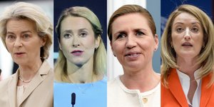 Oι πιθανές «τιμονιέρισσες» της ΕΕ, από αριστερά η Ούρσουλα φον Ντερ Λάιεν, η Κάγια Κάλας, η Μέτε Φρεντέρικσεν και η Ρομπέρτα Μετσόλα