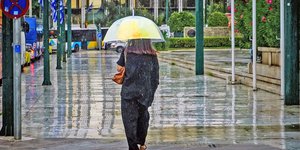 Γυναίκα με ομπρέλα στη βροχή