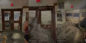 H στιγμή που τα πελώρια κύματα σαρώνουν την αμερικανική βάση στις Νήσους Μάρσαλ