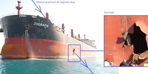 To πλοίο Ζωγραφιά μετά το χτύπημα των Χούθι στην Ερυθρά Θάλασσα