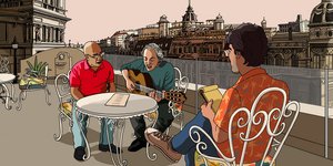 animation καφε κιθαρα ποταμι 