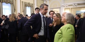 Ο Κυριάκος Μητσοτάκης στη δεξίωση στο Προεδρικό