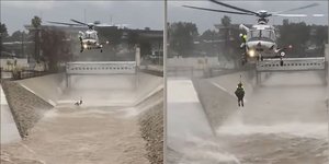 H στιμή της διάσωσης του άνδρα από κανάλι στο Λος Άντζελες