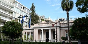 Το Μέγαρο Μαξίμου την ώρα που εξελισσόταν η συνάντηση του Κυριάκου Μητσοτάκη με αντιπροσωπεία των αγροτών
