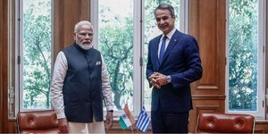 Ναρέντρα Μόντι, Κυριάκος Μητσοτάκης στο Μέγαρο Μαξίμου / Φωτογραφία: Eurokinissi