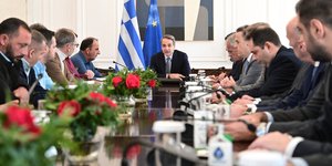 Από τη συνάντηση του Κυριάκου Μητσοτάκη με τους αγρότες στο Μέγαρο Μαξίμου