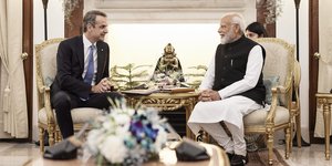 Ο Κυριάκος Μητσοτάκης και ο Ναρέντρα Μόντι