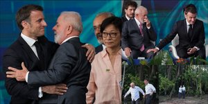 Στιγμιότυπα από τις συναντήσεις των προέδρων Γαλλίας και Βραζιλίας, Εμανουέλ Μακρόν και Λούλα ντα Σίλβα