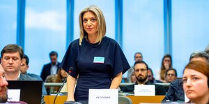 Η Μαρία Καρυστιανού, μητέρα θύματος στην τραγωδία των Τεμπών κατά την ομιλία της στην Επιτροπή Αναφορών «PETI»