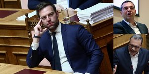 Στέφανος Κασσελάκης, Αλέξης Τσίπρας και Σωκράτης Φάμελλος