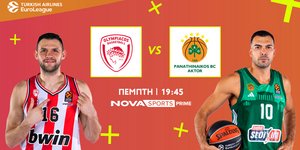 Το «αιώνιο» ντέρμπι Ολυμπιακός – Παναθηναϊκός AKTOR για την EuroLeague αποκλειστικά στο παρκέ του Novasports!
