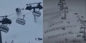 Η στιγμή που ισχυροί άνεμοι σαρώνουν λιφτ σε χιονοδρομικό κέντρο στη βόρεια Ιταλία