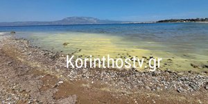 Κιτρίνισε η θάλασσα στην Κόρινθο