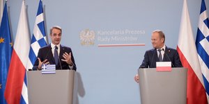 Ο Κυριάκος Μητσοτάκης  με τον Ντόναλντ Τουσκ