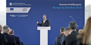 Ο Κυριάκος Μητσοτάκης στα εγκαίνια του τμήματος Λαμία-Καλαμπάκα του Ε65