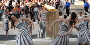 Olympic Flame Hand Over Ceremony to the Paris 2024 Organising Committee for at Kallimarmaro Stadium, in Athens 