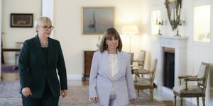 Greek president Sakellaropoulou hosts official lunch for visiting Slovenian president