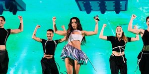 Στιγμιότυπο από την πρώτη πρόβα της Μαρίνας Σάττι στη σκηνή του Malmö Arena