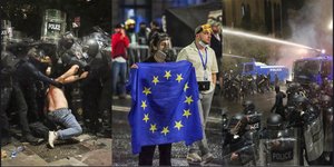 Στιγμιότυπα από την άγρια επέμβαση της αστυνομίας της Γεωργίας κατά διαδηλωτών στην Τιφλίδα