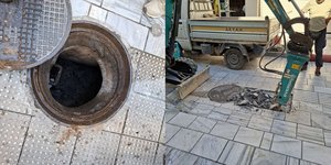 Γέμισε τσιμέντο αγωγός αποχέτευσης στο Ηράκλειο
