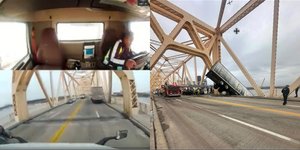 To φορτηγό αιωρείτο από γέφυρα στο Κεντάκι μετά τη σύγκρουσή του με βαν