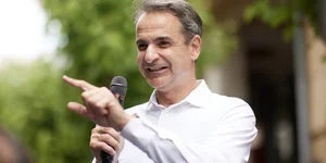 Ο Κυριάκος Μητσοτάκης σε προεκλογική ομιλία