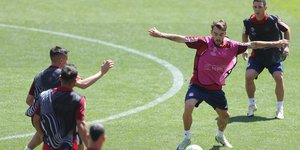 Στιγμιότυπο από την προπόνηση του Ολυμπιακού