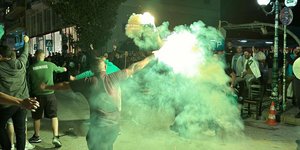 Οπαδοί του Παναθηναϊκού στην Ομόνοια