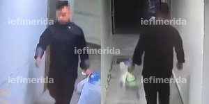 Ο πατέρας του βρέφους κρατά την σακούλα που πέταξε στα σκουπίδια