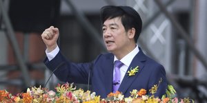 Στιγμιότυπο από την ορκωμοσία του νέου προέδρου της Ταϊβάν, Λάι Τσινγκ-τε 