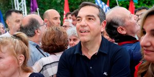 Ο Αλέξης Τσίπρας στην κεντρική ομιλία του Στέφανου Κασσελάκη στο Σύνταγμα