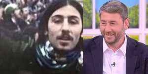 Αριστερά: Ο Νίκος Ανδρουλάκης, 19 χρονών με μακρύ μαλλί στο γήπεδο 