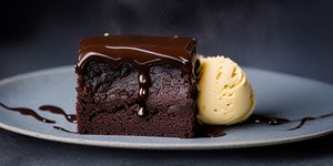 Λαχταριστό brownie με μπάλα παγωτό βανίλια