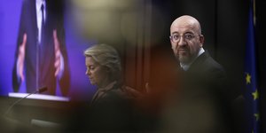 O πρόεδρος του Ευρωπαϊκού Συμβουλίου, Σαρλ Μισέλ και η πρόεδρος της Κομισιόν, Ούρσουλα φον ντερ Λάιεν