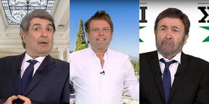 Ο Λάκης Λαζόπουλος ως Κυριάκος Μητσοτάκης, Στέφανος Κασσελάκης και Νίκος Ανδρουλάκης