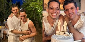 Ο Μιχάλης Οικονόμου κι ο Γιώργος Μακρής μετά τον γάμο τους