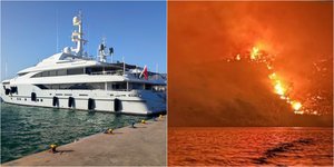 Το τουριστικό σκάφος Persefoni I από το οποίο εκτοξεύτηκαν πυροτεχνήματα και ξέσπασε φωτιά στην Ύδρα