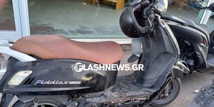 To μηχανάκι που ενεπλάκη στο τροχαίο
